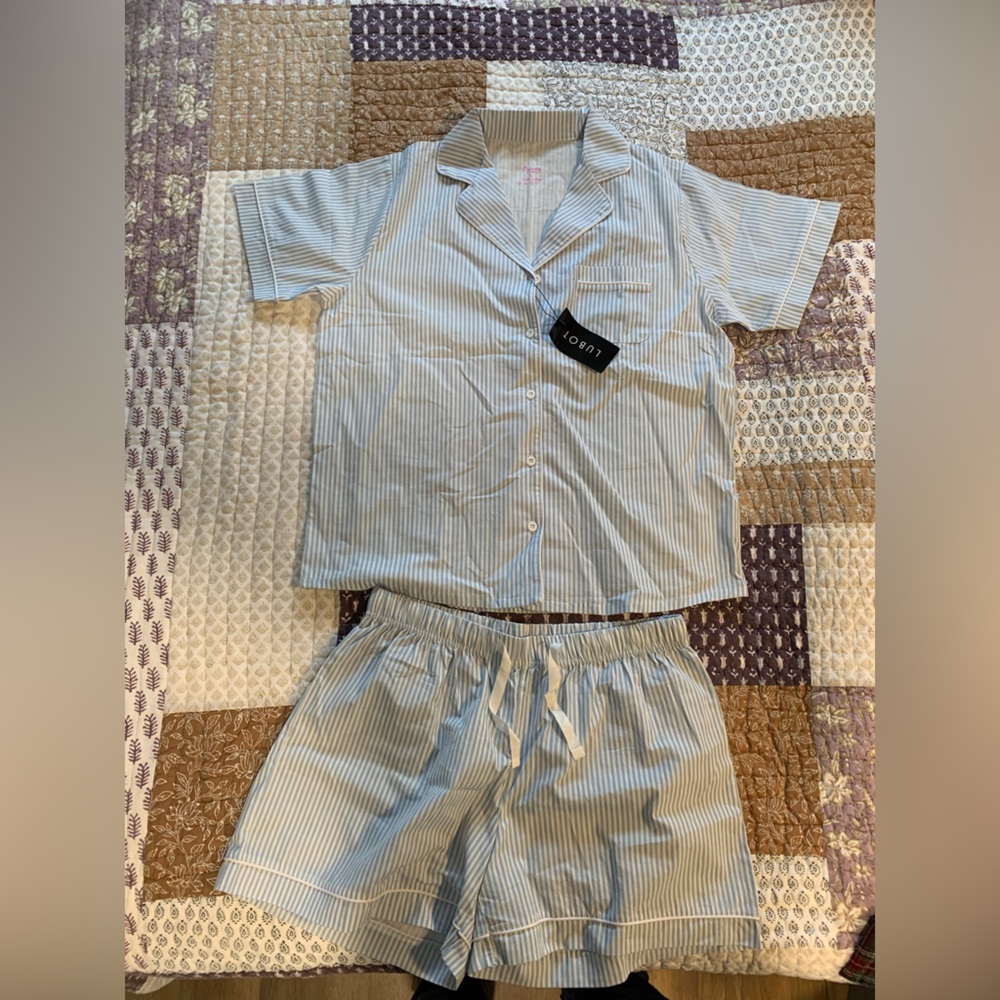 Women's Blue Striped Pajama Set